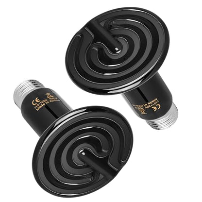 HealSmart 150W Reptile Heat Lamp Ceramic Heat Emitter, No Light Emitting Heat Bulbs, Suitable for Snake/Lizard/Spider, Plant Growth and Incubating Chicken, 2-Pack - size: 150 Watts, style: D-75mm (2.95")