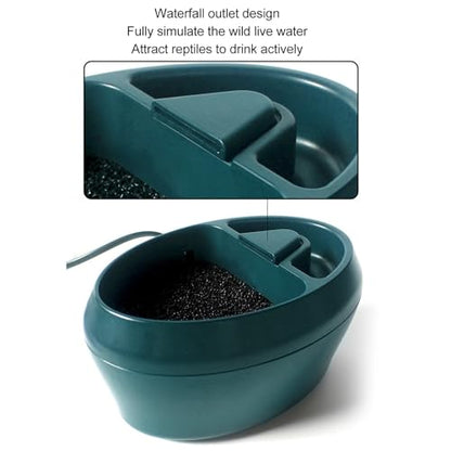 Tnfeeon Reptile Water Fountain Food Bowl Automatic Circulation System Waterfall Spout Lizard Water Dispenser with Food Trough for Bearded Dragon