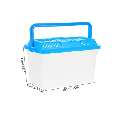NOLITOY 4 pcs Thick Plastic Portable Fish Tank Mini Aquarium Travel Carrier | Clear Viewing Box, Sturdy Handle Design, Turtle Breeding Habitat, Multi Color Theme, Reptile Clinic Transport Gear, 5.90 inch
