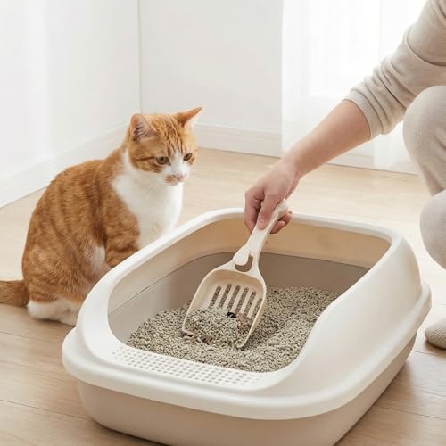 Depets Cat Litter Scoop, Litter Scoop with Wide Slats, Kitty Litter Scooper for Pine Pellets, Durable Plastic Litter Sifter Scoop - Designed for Easy Sifting, Milky White | Litter Scoop with Wide Slats, Durable Plastic Litter Sifter Scoop - Designed for E