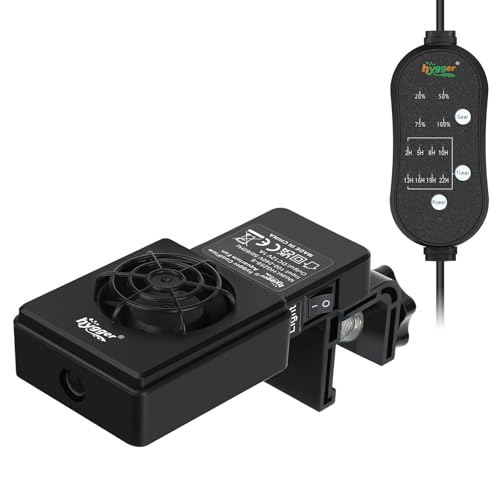 hygger Small Aquarium Cooling Fan Quiet Fish Tank Chiller with Adjustable Speed & Timer Aquarium Cooler for Axolotl Tank/Terrarium/Saltwater/Freshwater Accessories Up to 5 Gallon - size: Mini Fan