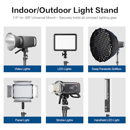 FreeSea MT-03C Carbon Fiber Tripod, Adjustable Heavy Duty Light Stand | 106" Tall Tripod with Flip-Lock & Gas Spring, Professional Studio Light Stand, Supports Boom Arm, Large Softbox, Flash