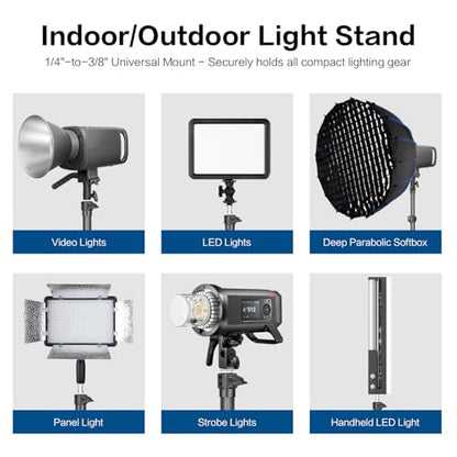 FreeSea MT-03C Carbon Fiber Tripod, Adjustable Heavy Duty Light Stand | 106" Tall Tripod with Flip-Lock & Gas Spring, Professional Studio Light Stand, Supports Boom Arm, Large Softbox, Flash