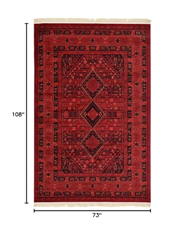Unique Loom Tekke Collection Area Rug - Sheibani (6' 1" x 9' Rectangle, Red/ Black) - size: 6'1" x 9' (Rectangular)