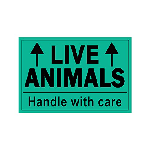 Remarkable Live Animals Please Handle with Care Stickers,2 X 3 Inch Fluorescent Fragile Shipping Label Stickers for Shipping and Packing (250 Adhesive Labels)