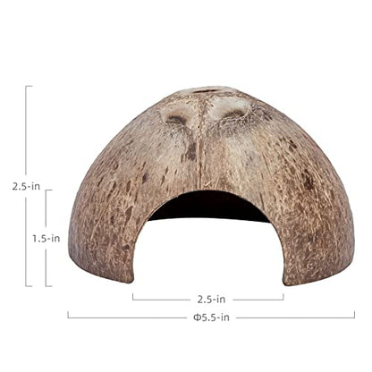 2 Pack Natural Coconut Reptile Hideouts, Lizard, Spider and Aquarium Fish Hide Cave (Smooth Surface) - color: Smooth Surface