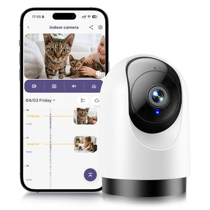 YOTON Indoor Security Camera, 2K 360° Wi-Fi Baby Monitor & Pet Camera w/Motion Tracking, 2-Way Audio, Night Vision, SD/Cloud, Compatible with Alexa & Google Home, 2.4/5GHz - size: 1-pack