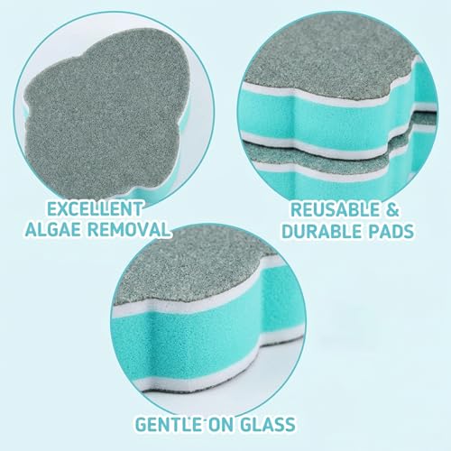 9PCS Fish Tank Scrubber, Aquarium Glass Cleaner Reusable Pads, Effective Tool for Fish Tank Glass Cleaning, Fish Tank Cleaning Brush