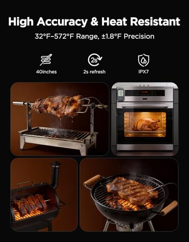Govee Bluetooth Meat Thermometer Digital with Smart App Timer and Alerts | 2 Probes, 230ft Bluetooth Range, Smart LCD Backlight, Free Data Storage, Grill Thermometer for Cooking Turkey, Beef, Fish