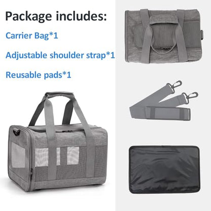 kathson Small Animal Carrier Bag, Guinea Pig Rabbit Travel Carrier Breathable Mesh Window Pet Portable Hand Bag for Hamster Bird Bunny Bearded Dragon Kitty and Etc (Grey) - size: 15.0"L x 9.8"W x 10.2"H