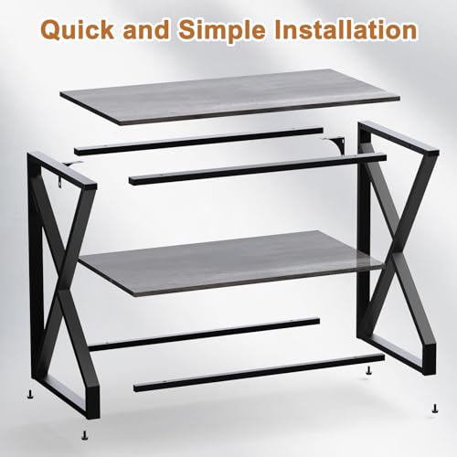 fishkeeper Heavy Duty Metal 50 Gal Aquarium Stand, 36" Lx20 Wx29 H, 720LBS | High Load-Bearing Capacity Fish Tank Stand, 2-Tier Storage Shelves for Reptile/Turtle/Terrarium/Breeder Tank Stand - size: 50 Gallon Without Power Outlet