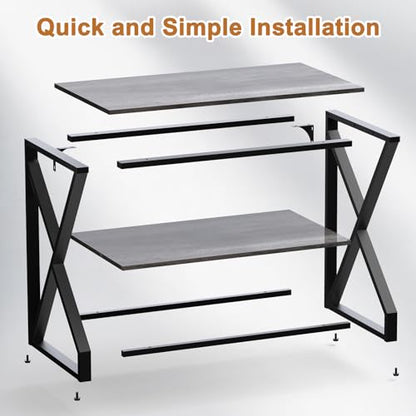 fishkeeper Heavy Duty Metal 50 Gal Aquarium Stand, 36" Lx20 Wx29 H, 720LBS | High Load-Bearing Capacity Fish Tank Stand, 2-Tier Storage Shelves for Reptile/Turtle/Terrarium/Breeder Tank Stand - size: 50 Gallon Without Power Outlet