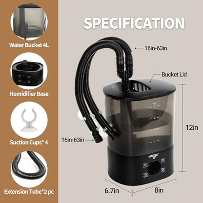 WACOOL Upgraded Digital Timing Reptile Fogger, 4L No Leak Reptile Humidifier with 2 Hose, Top Filling Automatic Terrarium Humidifier Fogger for Reptile Use - size: Double Hose