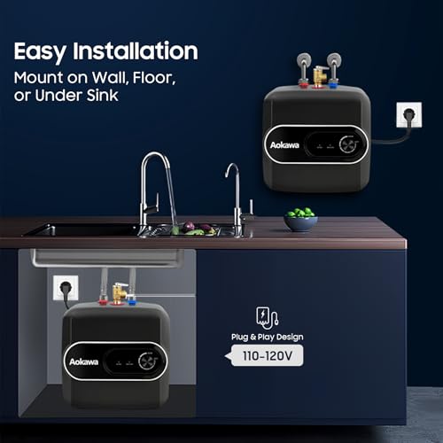 4.0-Gallon Electric Mini Tank Water Heater, 1500W Instant Under Sink Hot Water Heater, Compact Point-of-Use Design for Kitchen, Bathroom, RV, Wall or Floor Mount, Adjustable Temperature - style: 4.0 Gallon