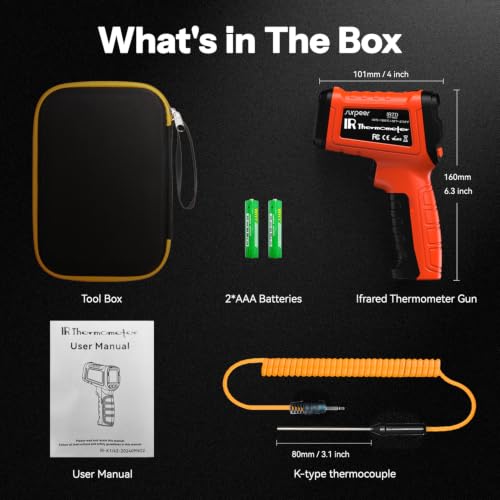 Infrared Thermometer Gun | -58°F to 2732°F, 50:1 - color: -58°F to 2732°F/-4°F to 932°F
