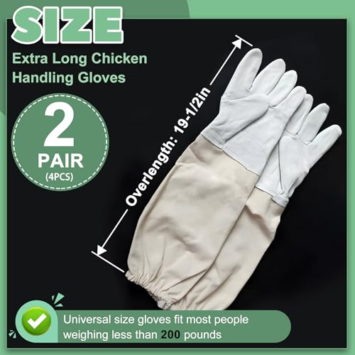 2 Pack Chicken Handling Gloves,Extra Long Scratch Proof Gloves for Chicken Handling,Puncture Resistant Glove for Prevent Chickens Scratch,Bite Proof Glove for Chickens,Bird,Cat