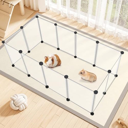 VISCOO 12 Panels Transparent Small Animals Playpen,48" x 24" x 16" Portable Pet Playpen,Plastic Enclosure,Puppy Play Pen for Indoors Outdoor Pet Fence for Guinea Pigs,Bunny,Ferrets,Hamsters,Hedgehogs | Puppy Play Pen Indoors Outdoor,Pet Fence for Guinea P