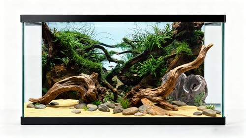 48x18 inches Aquarium Fabric Background Grass Leaves with Stone Aquarium Backdrop River Bed & Lake Aquatic Plant Fish Tank Aquatic Plants Background - size: 48X18inch