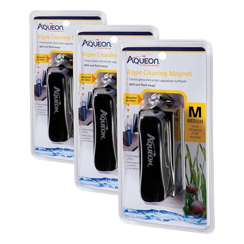 Aqueon Aquarium Algae Scraper, Fish Tank Cleaning Magnets for Glass/Acrylic, Medium (Pack of 3) - size: Medium (Pack of 3)