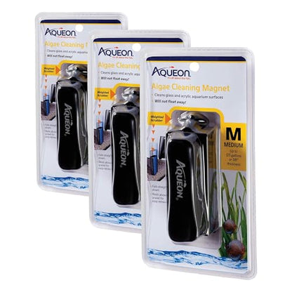 Aqueon Aquarium Algae Scraper, Fish Tank Cleaning Magnets for Glass/Acrylic, Medium (Pack of 3) - size: Medium (Pack of 3)