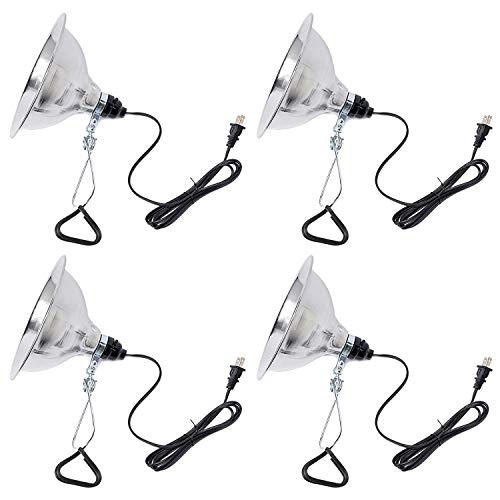 Simple Deluxe Clamp Lamp Light Socket with 8.5 Inch Aluminum Reflector, Suit for Max 150 Watt Lamp (No Bulb Included) with 18/2-Gauge 6 Feet Cord, 4-Pack - size: 8.5 Inch (150 Watts), style: 4-Pack