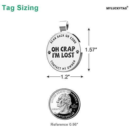 MYLUCKYTAG QR Code Pet ID | Personalized Dog & Cat Collar Tag | Online Profile with Instant Scanned Location Alert Email - style: OH C0ap I'm Lost
