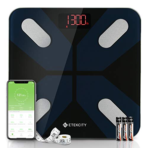 Etekcity Scale for Body Weight, Smart Digital Bathroom Weighing Scales with Body Fat and Water Weight for People, Bluetooth BMI Electronic Body Analyzer Machine, 400lb - color: Black, size: 11.8 x 11.8 x 1 in