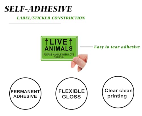 Live Animals Stickers for Pet Crate – 250Pcs Fluorescent Handling Labels for Pet Shipping, Airline Cargo, Breeder Transport, Animal Rescue & Veterinary Clinic – Please Handle with Love