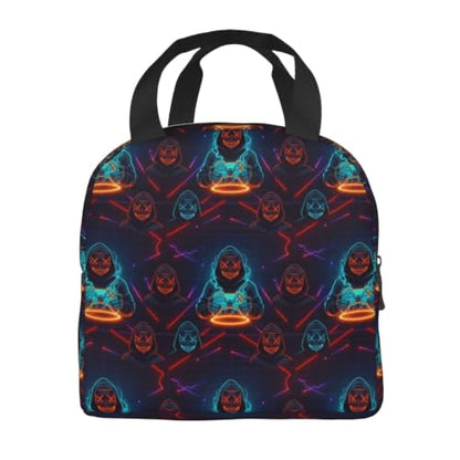Adult Video Games Print Insulated Lunch Tote Portable | Video Games Player Art, Waterproof Reusable Thermal Bag, Side Pocket for Daily Outdoor Use - color: Pattern (863)