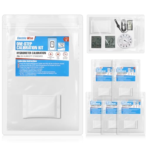 6 Pack 11.81" One-Step Calibration Kit with 75% RH Humidity Control Pack | One Step Hygrometer Calibration, True 75% RH Standard, 24 Hour Fast Testing, Large 11.81" Bag, Digital & Analog Sensor Use