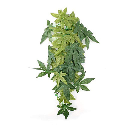Yosoo Artificial Plants Fake Leaves, Aquarium Fish Plastic Green Grass with Sucker, Reptile Terrarium Habitat Box Cage Ornaments (40cm/15.75in) - size: 40cm/15.75in