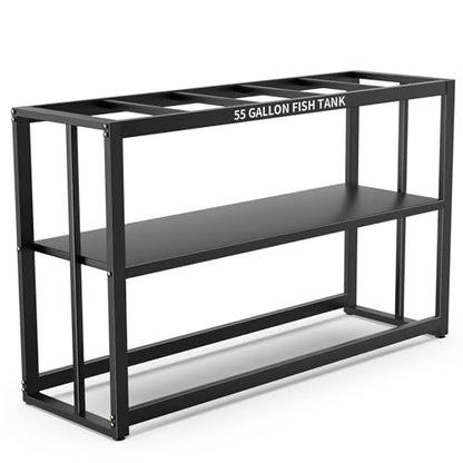 Akenow 55-75 Gallon Fish Tank Stand with Storage Shelf, 48.5 x14.9 x 29.2 Inch Aquarium Stand, Turtle Tank, Reptile Terrariums and Breeder Tank Stand,980LBS Capacity, Black - color: Black