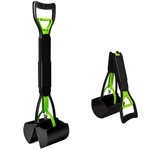 SZHLUX 32" Pooper Scooper, Foldable Dog Pooper Scooper with Unbreakable Material and Durable Spring for Grass and Gravel, Green - color: Green, size: 32 inch