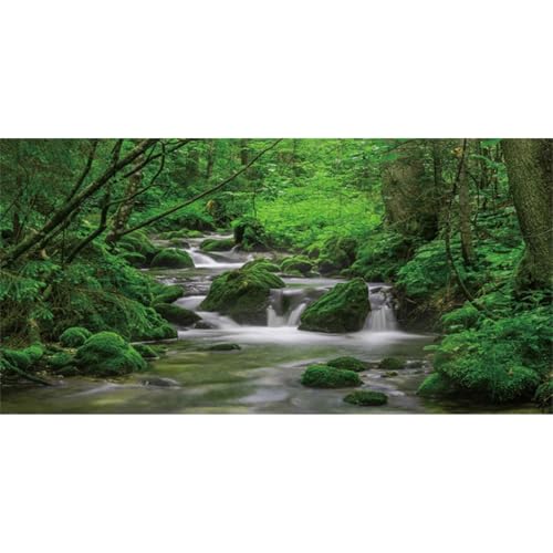 AWERT 30x12 inches Forest Terrarium Background Stream Green Huge Tree Reptile Habitat Background Stone Stream Tree Background Tropical Rainforest Aquarium Background - size: 30x12in/75x30cm