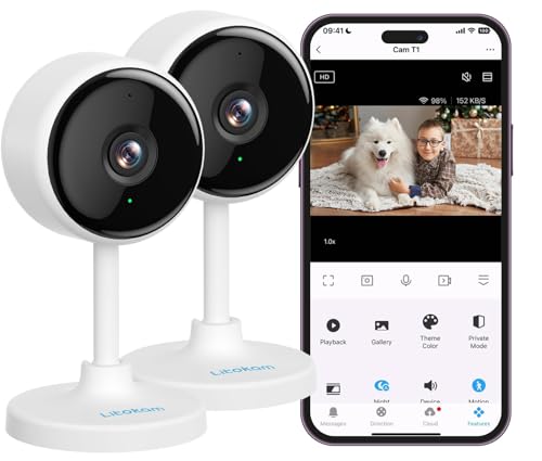 litokam Indoor Camera, Cameras for Home Security with Night Vision, Pet Camera with Phone App, 2K Indoor Security Camera, Motion Detection, 2-Way Audio, WiFi Camera Home Camera Compatible with Alexa - size: 2K