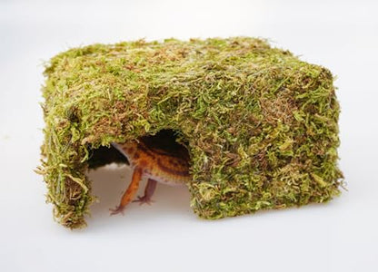Leopard Gecko Tank Accessories, Reptile Moss Hide Cave, Adjustable Humid Tank Terrarium Decor Accessories for Corn Snakes and Small Lizards