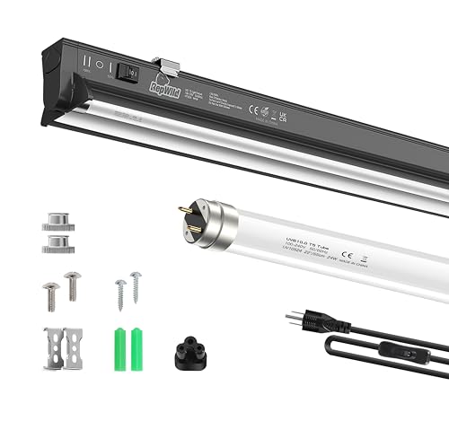 T5 HO Reptile Light Fixture Combo Kit 10.0 UVB Light for Reptiles Terrarium | 22 Inch Tube 5.0 & 10.0 UVB Output, 24W Reptiles Light Bar UVA UVB Desert Lamp for Turtle Lizard Bearded Dragon Tank