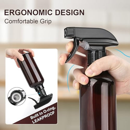 12oz/350ml Plastic Spray Bottles 1 Pack, Adjustable Mist/Stream | Refillable heavy duty spray containers for plants, cooking, hair care and household cleaning - color: 12oz-Brown