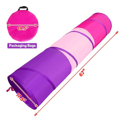 PigPigPen Kids Tunnel for Toddlers,Pop Up Play Tunnel Tent for Babies or Dogs, Indoor & Outdoor Toys for Kids Backyard Playset - style: Red,pink,purple play tent