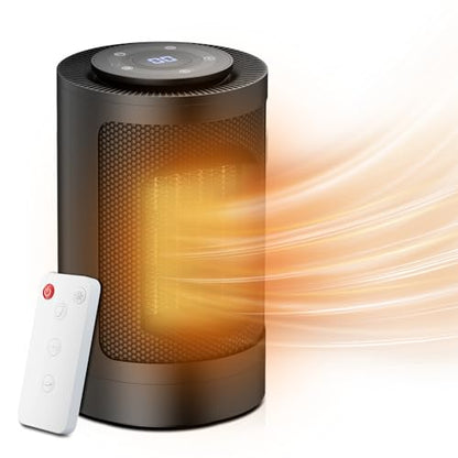 Magshion Portable Electric Space Heater, 1500W Electric Heaters Indoor Portable with Thermostat, PTC Fast Heating Small Heater with Remote for Bedroom, Office and Indoor Use - size: Round - 1500W - Remote