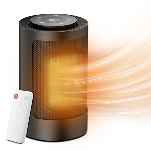 Magshion Portable Electric Space Heater, 1500W Electric Heaters Indoor Portable with Thermostat, PTC Fast Heating Small Heater with Remote for Bedroom, Office and Indoor Use - size: Round - 1500W - Remote