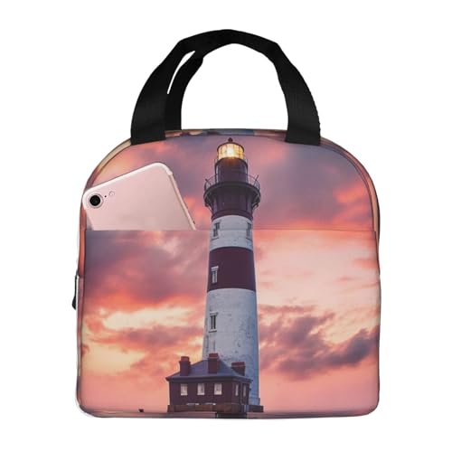 Insulated Lunch Bag Beauty Lighthouse Lunch Box for Women Men Reusable Leakproof Lunch Cooler Bag for Office Picnic - color: Beauty Lighthouse