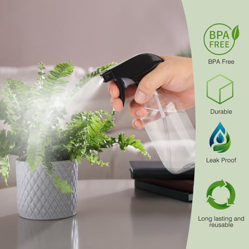 Spray Bottles 2Pack 10oz Fine Mist Empty Squirt Bottle for Cleaning | Refillable Plastic Water Spray Bottle with Adjustable Nozzle BPA Free Small Spray Bottle for Hair Plants Pet Training - color: 2Clear