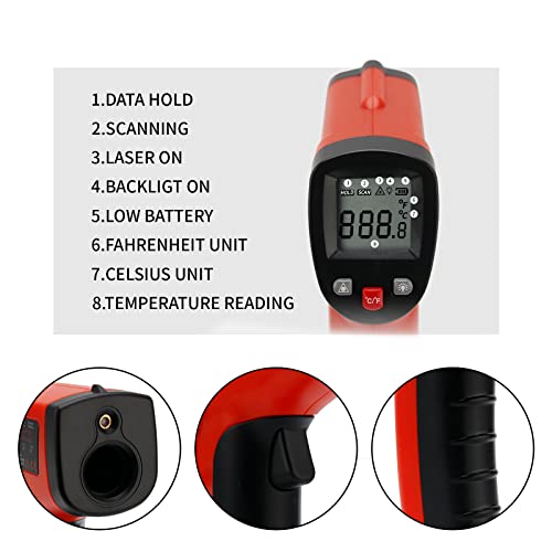 MEASUREMAN Infrared Thermometer (Not for Human),Standard Size Temperature Gun Non-Contact Digital Laser Thermometer -58°F to 1022°F (-50°C to 550°C) - size: -58°F to 1022°F (-50°C to 550°C)