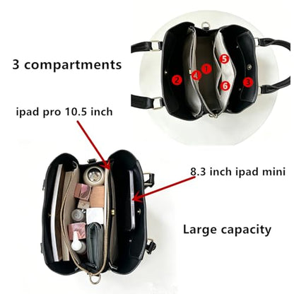 3 Compartment Satchel Purse Top Hnadle Bags Hobo Handbag for Women | Multi Compartment,Medium,Leopard Print Faux Fur,Detachable Shoulder Crossbody Strap,Work Office Daily,High elasticity base - color: Black Leopard