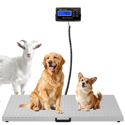 1100Lbs x 0.2Lbs Digital Livestock Scale Stainless Steel Non-Slip Platform Scale Electronic Heavy Duty Postal Shipping Scale for Large Pet Dog Goat Pig Cattle Sheep