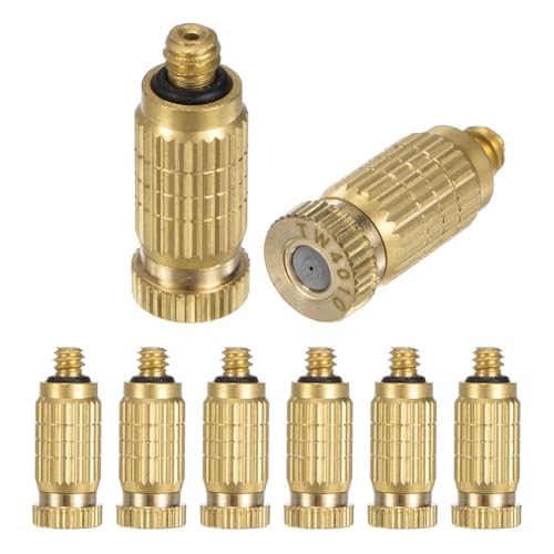 M METERXITY 8-Pack Brass Misting Nozzles, 0.016"/0.4mm Orifice Mister Nozzles Brass, High Pressure Spray Misting Nozzle Head for Outdoor Cooling System/Greenhouse/Landscaping [10/24 UNC] - size: 0.4mm