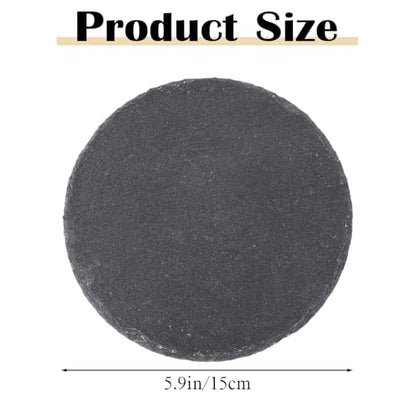 Reptile Basking Platform 6" Round Slate Rock Plate, Natural Tortoise Feeding Bowl Resting Stone for Bearded Dragon Turtle Lizard Gecko