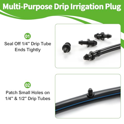 RedChili Drip Irrigation Universal 1/4" Barbed End Cap Fitting, 120 Pieces Drip System Parts Goof Plug Connectors Fits 1/4-Inch Drip Tubing Irrigation For Drip Line Connection - size: 1/4" Plug-120P