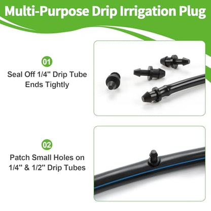 RedChili Drip Irrigation Universal 1/4" Barbed End Cap Fitting, 120 Pieces Drip System Parts Goof Plug Connectors Fits 1/4-Inch Drip Tubing Irrigation For Drip Line Connection - size: 1/4" Plug-120P